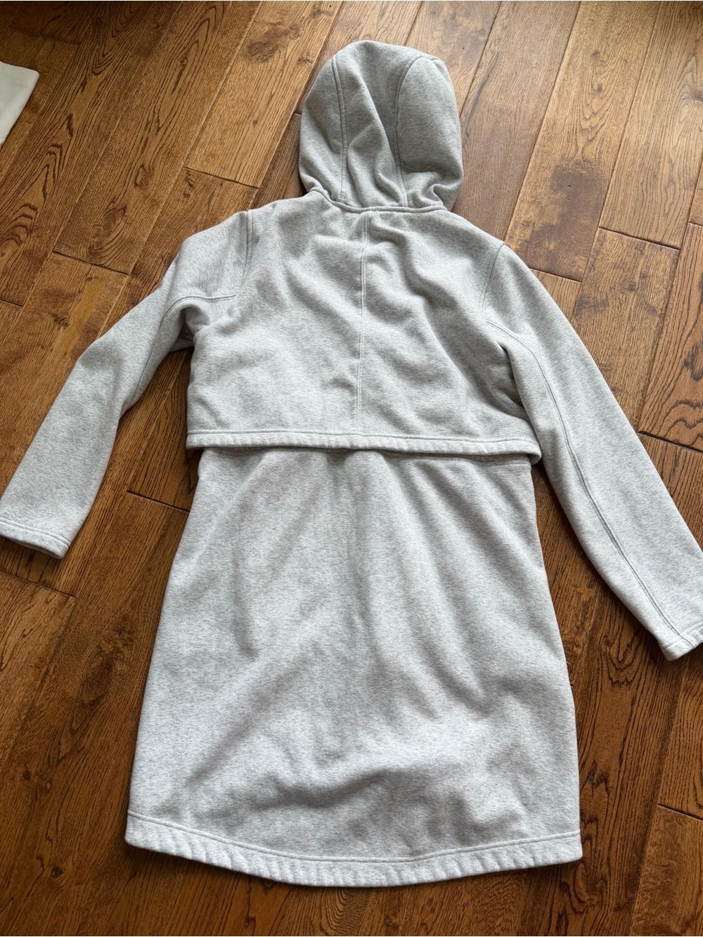 Athleta Cozy Karma Hooded Long Line Jacket Fleece Plush Interior Heather Grey M - Picture 8 of 8